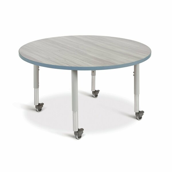 Jonti-Craft Berries Round Activity Table, 48 in. Diameter, Mobile, Driftwood Gray/Coastal Blue/Gray 6433JCM452